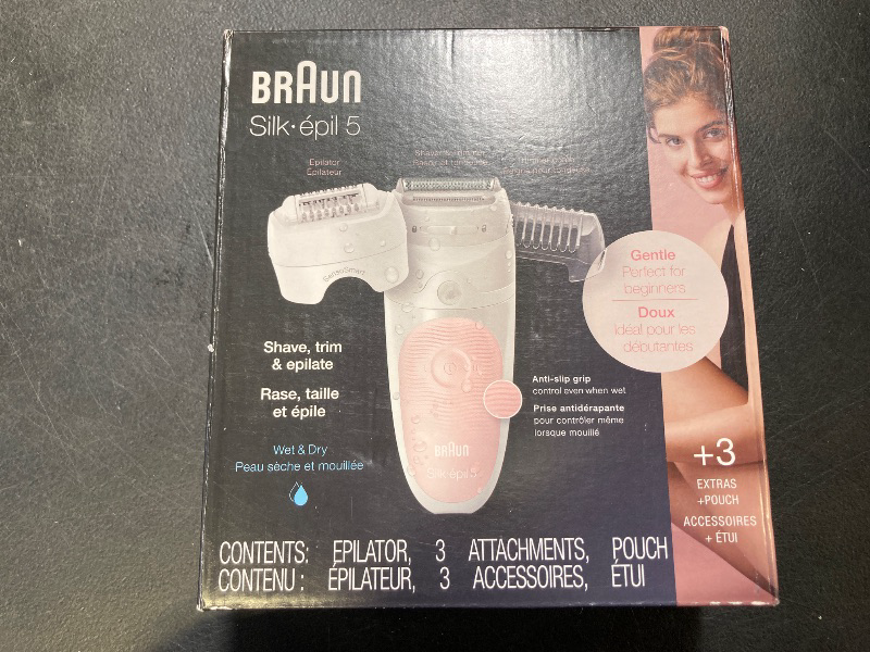 Photo 1 of Braun Epilator Silk-épil 5 5-620, Hair Removal Device, Epilator for Women, Shaver & Trimmer, Cordless, Rechargeable, Wet & Dry, 6 Piece Set