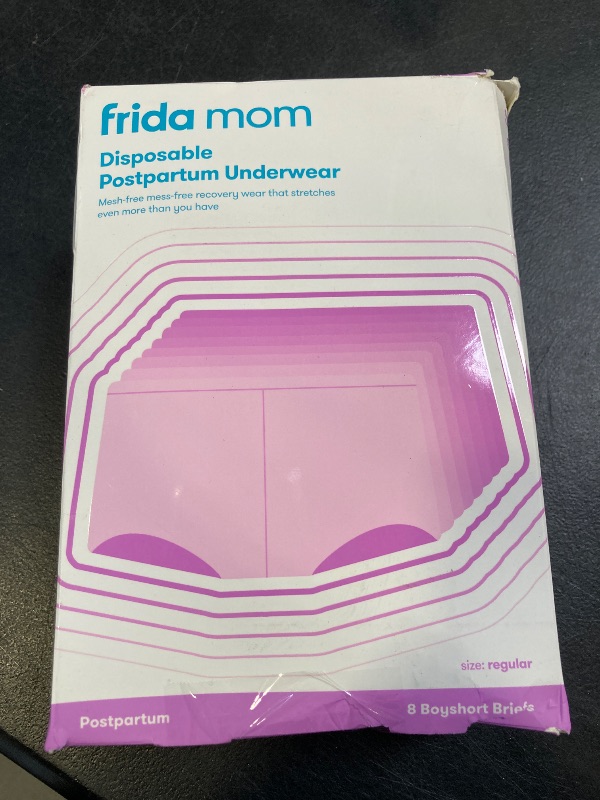 Photo 1 of Frida Mom Women's Postpartum Underwear, Disposable Boyshort Underwear, Seamless with Stretchy Support, Postpartum Essentials, Size Regular (Waist 28"-42" Stretched), 8 Count, Grey
