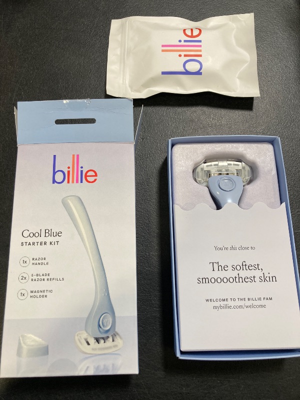 Photo 1 of Billie Razors for Women Shave Kit – Women’s Razor + 4 x 5-Blade Razor Refills + Magnetic Holder – Cool Blue