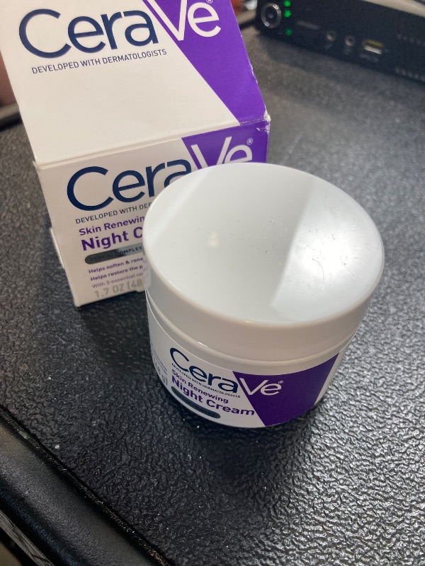 Photo 1 of CeraVe Skin Renewing Night Cream, Niacinamide, Peptide Complex, and Hyaluronic Acid Moisturizer for Face, 1.7 Ounce, Packaging may Vary