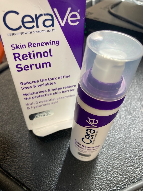 Photo 1 of CeraVe Anti Aging Retinol Serum For Face, Encapsulated Retinol With Hyaluronic Acid, Niacinamide & Ceramides, Smooths Wrinkles & Fine Lines, Gentle Skin Brightening Serum, Fragrance Free, 1 Oz