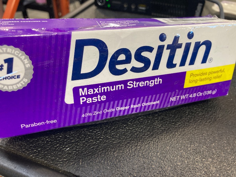 Photo 1 of Desitin Maximum Strength Baby Diaper Rash Cream, 40% Zinc Oxide for Treatment, Relief & Prevention, Hypoallergenic, Phthalate- & Paraben-Free Paste, Protects Skin for 12 Hours, 4.8 oz