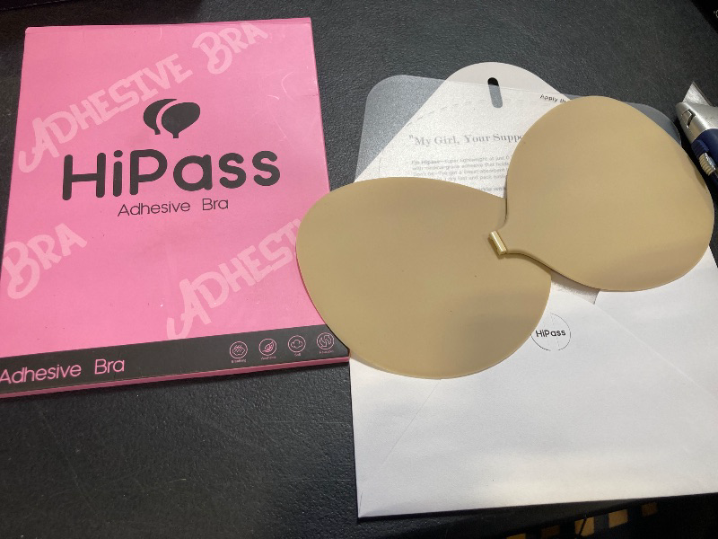 Photo 1 of Hipass Adhesive Sticky Bra, Push Up Invisible Bras for Backless Strapless Dress?Reusable Wireless Breast Lift Bras for Women Beige