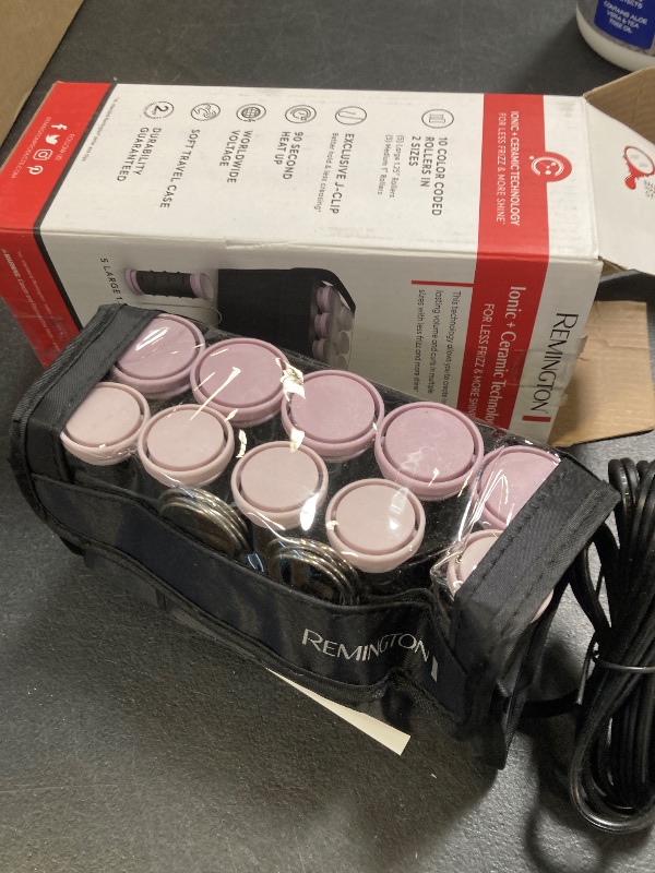 Photo 1 of Remington Compact Ceramic Dual Voltage Hot Rollers for Long and Short Hair, Hair Setters, Hair Curlers, 1-1 ¼" Purple/Black, 10 Piece Set
