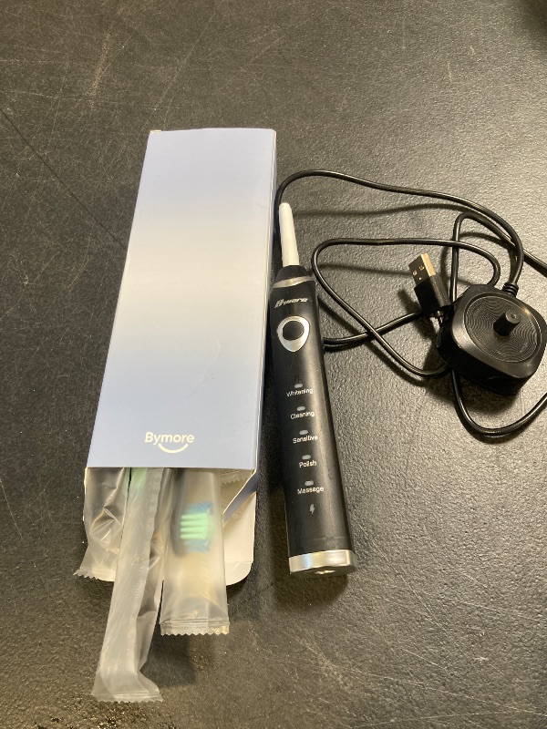 Photo 1 of Bymore Electric Toothbrush for Adults,Travel Sonic Toothbrush with 8 Replacement Heads, Ultra Clean Rechargeable Toothbrush Portable One Charge for 330days 5 Modes 2mins Timer-Black