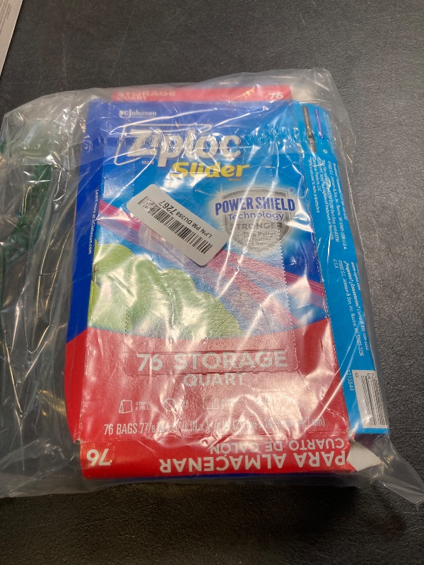 Photo 1 of Ziploc Quart Food Storage Slider Bags, Power Shield Technology for More Durability, 76 Count