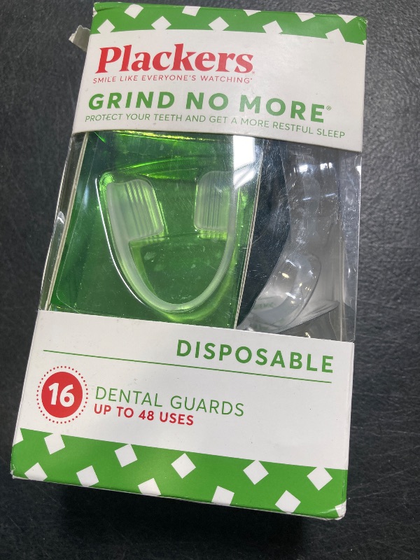 Photo 1 of Plackers Grind No More Night Guard, Nighttime Protection for Teeth, BPA Free, Sleep Well, Ready to Wear, Disposable, One Size Fits All, 16 Count