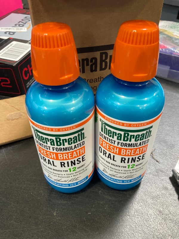 Photo 1 of TheraBreath Fresh Breath Mouthwash, Icy Mint Flavor, Alcohol-Free, 16 Fl Oz (Pack of 2)