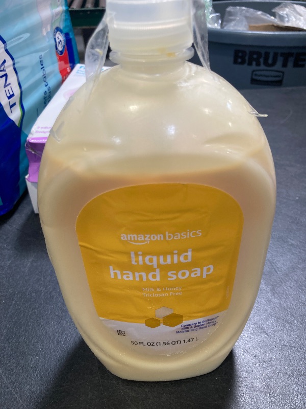 Photo 1 of Amazon Basics Liquid Hand Soap Refill, Milk and Honey Scent, Triclosan-free, 50 Fluid Ounces, Pack of 1