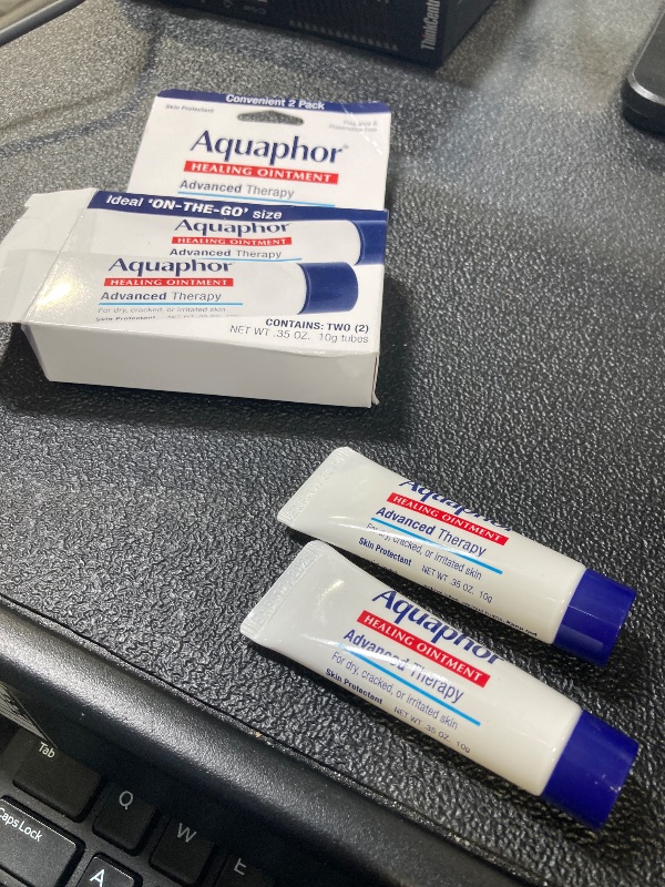 Photo 1 of Aquaphor Healing Ointment Advanced Therapy Skin Protectant, Dry Skin Body Moisturizer, 0.35 Oz Tube, Pack of 2