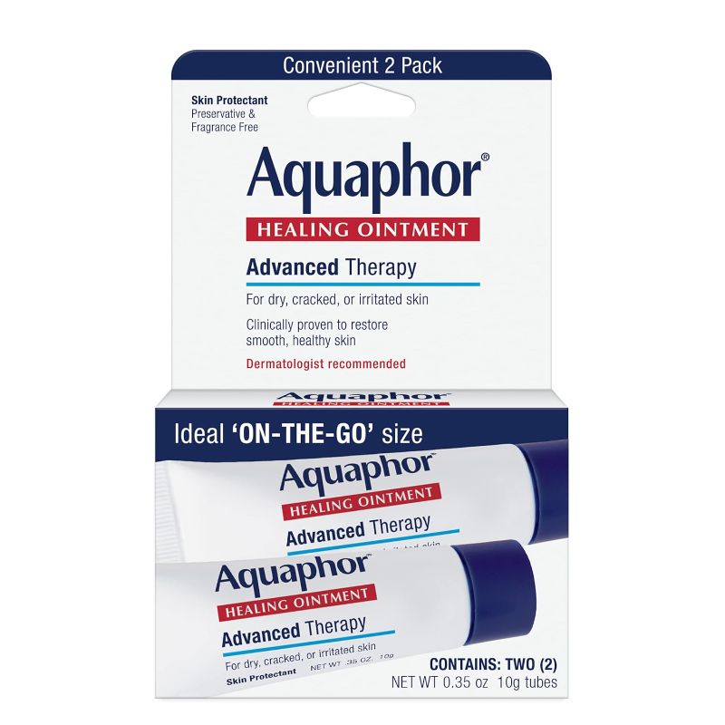 Photo 1 of Aquaphor Healing Ointment Advanced Therapy Skin Protectant, Dry Skin Body Moisturizer, 0.35 Oz Tube, Pack of 2
