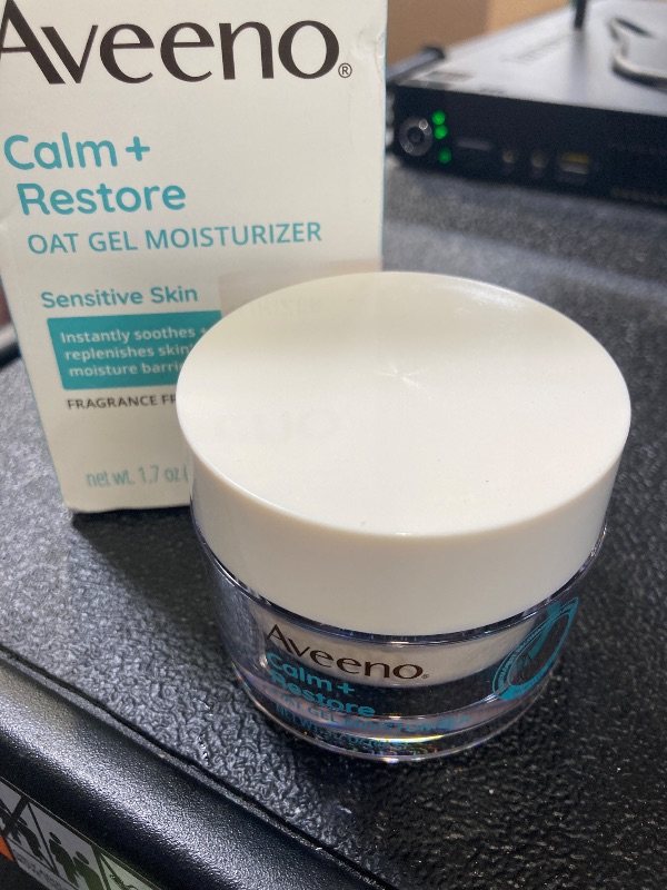 Photo 1 of Aveeno Calm + Restore Oat Gel Facial Moisturizer for Sensitive Skin, Fast-Absorbing, Soothing Lightweight Gel Cream with Prebiotic Oat & Feverfew, Fragrance-Free & Hypoallergenic, 1.7 oz