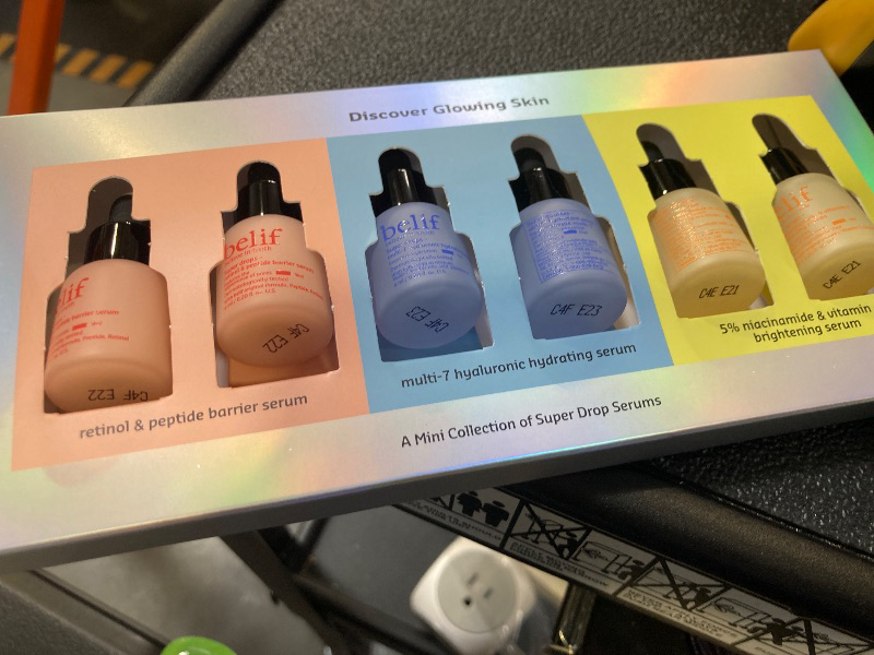 Photo 1 of belif Discover Glowing Skin Mini Kit: Peptides Firming Serum, Multi7-Hyaluron Hydrating Serum, Vitamin C Serum, Super Drops Trial Set, Hyaluronic Acid, 5% Niacinamide, Retinol, Korean Skin Care
