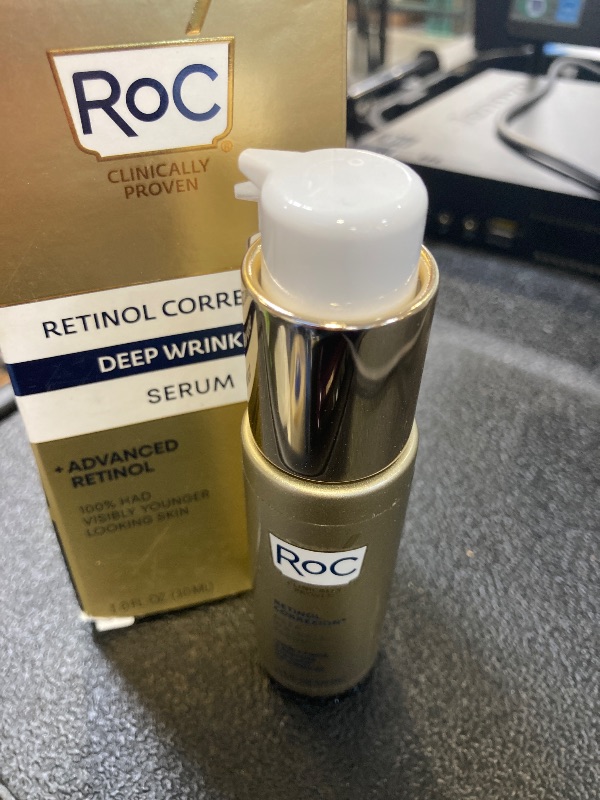 Photo 1 of RoC Retinol Correxion Deep Wrinkle Retinol Face Serum with Ascorbic Acid, Daily Anti-Aging Skin Care Treatment for Fine Lines, Dark Spots, Acne Scars, 1 Ounce (Packaging May Vary)