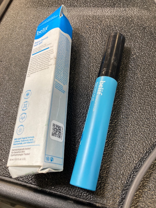 Photo 1 of belif Aqua Bomb Cooling Eye Gel - Caffeine & Hyaluronic Acid for Puffiness & Hydration, Niacinamide & Vitamin C for Dark Circles, Adenosine & Collagen for Plumping & Firming, Korean Skin Care