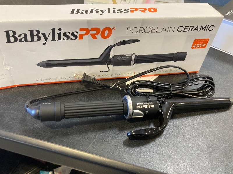 Photo 1 of BaBylissPro 3/4 inch Curling Iron, Porcelain Ceramic Professional Hair Curler For Multiple Hair Types, Reaches 430 Degrees for Loose Long Lasting Curls