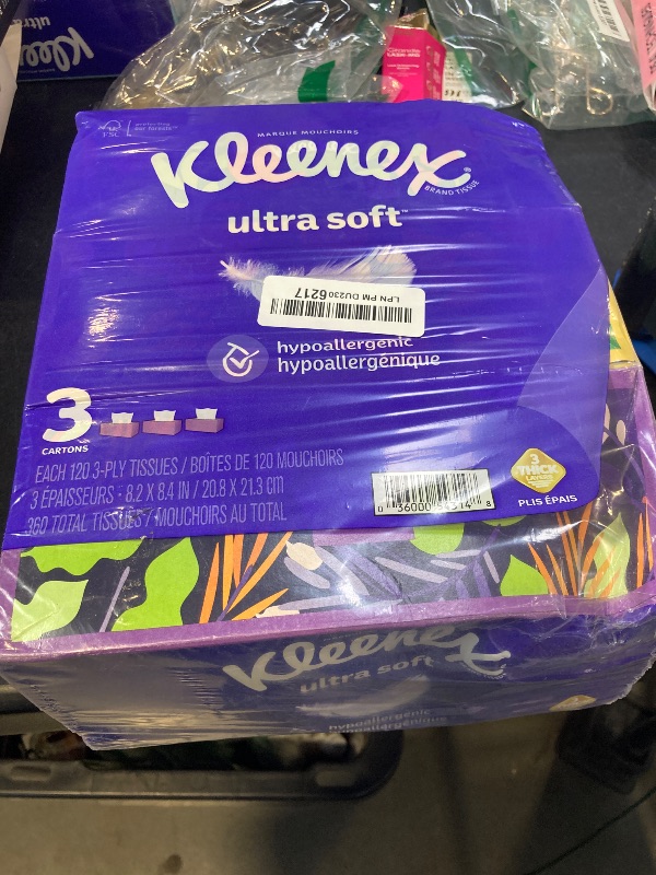 Photo 1 of Kleenex Ultra Soft Facial, 3 Flat Boxes, 120 per Box, 3-Ply (360 Total), Packaging May Vary