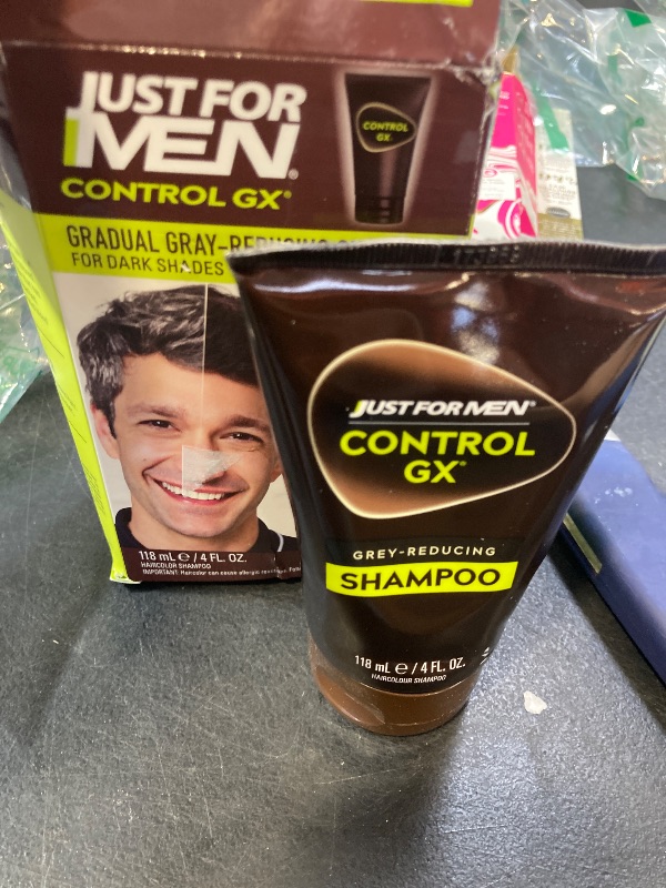 Photo 1 of Just For Men Control GX Grey Reducing Shampoo, Gradual Hair Color with Keratin for Stronger Thicker and Healthier Looking Hair, 4 Fl Oz - Pack of 1 (Packaging May Vary)