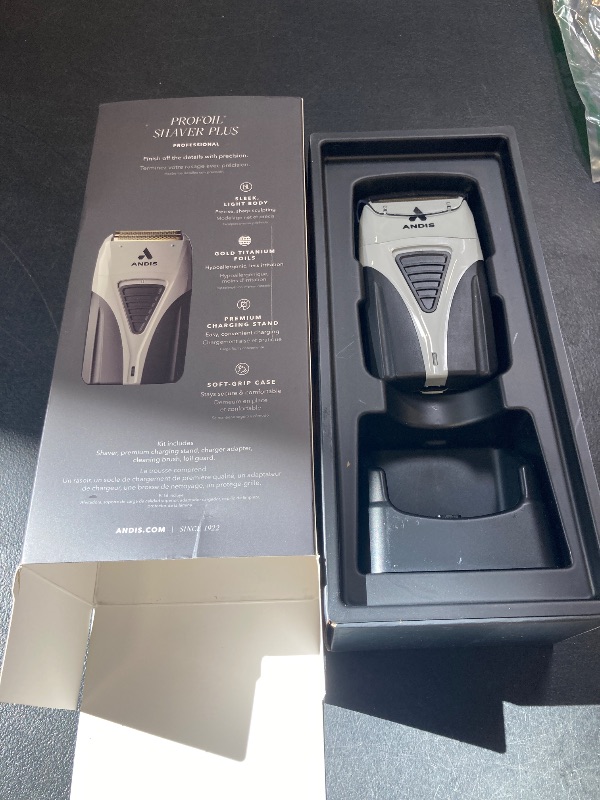 Photo 1 of Andis TS-2 17255 Pro Foil Lithium Titanium Foil Shaver, Cord/Cordless, Smooth Shaving Cordless Shaver with Charger, Black