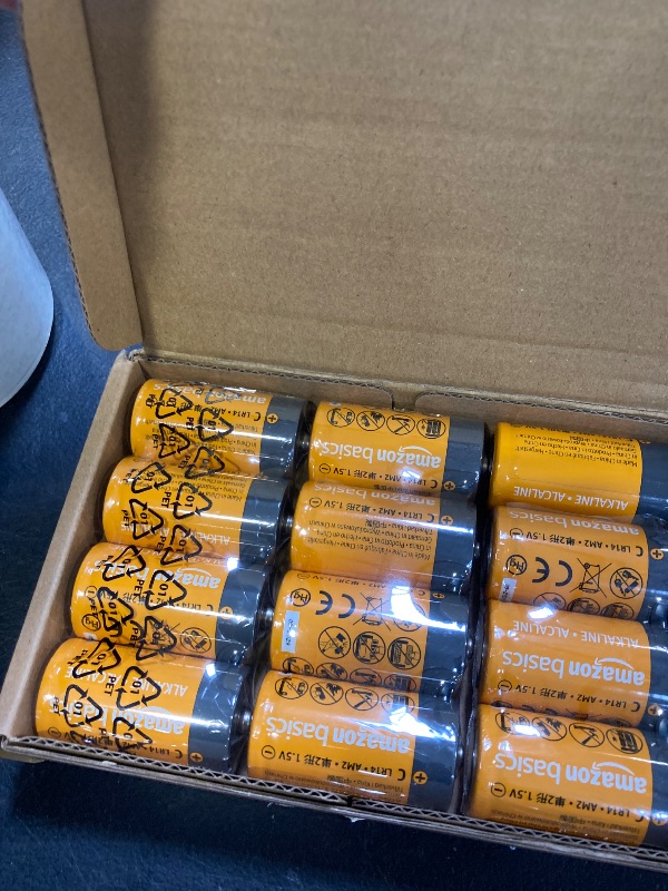 Photo 1 of Amazon Basics 12-Pack C Cell Alkaline All-Purpose Batteries, 1.5 Volt, 5-Year Shelf Life