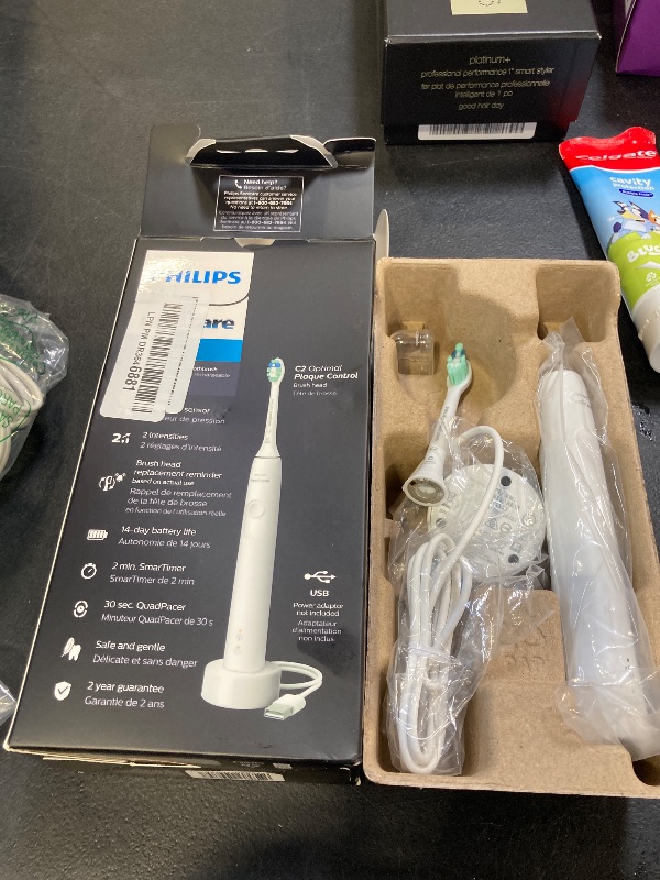 Photo 1 of Philips Sonicare 4100 Rechargeable Electric Toothbrush, with Pressure Sensor, 2 Intensity Settings, SmarTimer and QuadPacer, 14-Day Battery Life, White, Model HX3681/23
