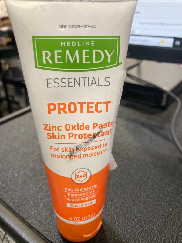 Photo 1 of Medline Remedy Essentials Zinc Oxide Skin Protectant Paste (4 oz Tube), Unscented, Barrier, Incontinence Cream, Diaper Rash, Adults, Elderly, Hypoallergenic, Paraben Free