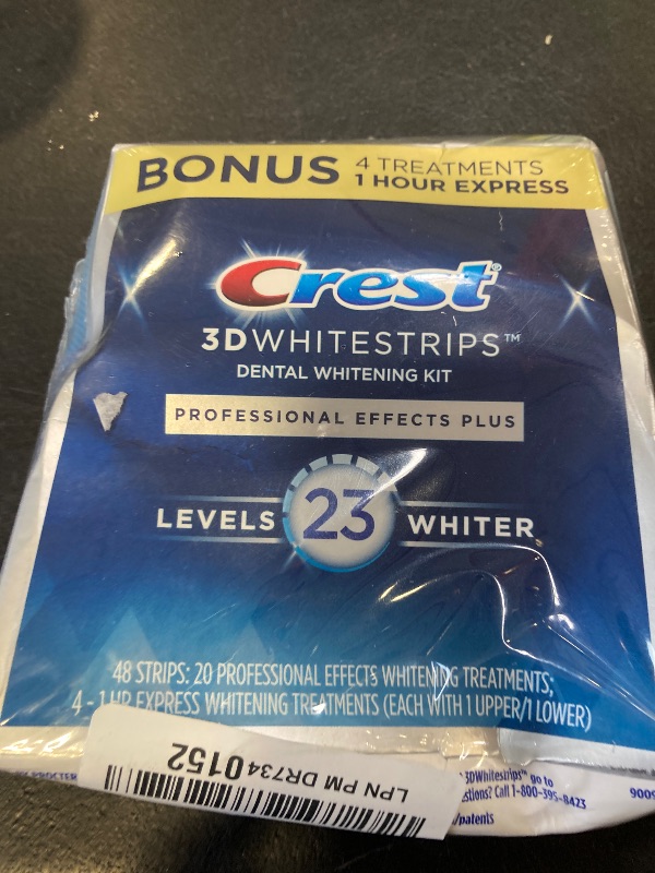 Photo 1 of Crest 3D Whitestrips Professional Effects Plus, 3D White, Teeth Whitening Strip Kit, 48 Strips (24 Count Pack), Crest Teeth Whitening Strips, Teeth Whitening Kit