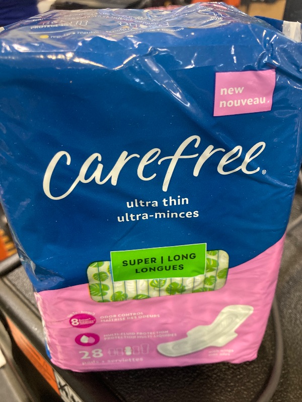 Photo 1 of Carefree Ultra Thin Pads for Women, Super/Long Pads with Wings, 28ct