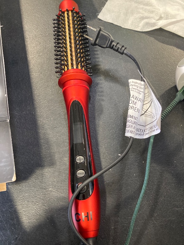 Photo 1 of CHI Tourmaline Ceramic Series Heated Round Brush, Reduces Frizz & Adds Shine To Hair, Adjustable Temperature & Automatic Shut-Off, 1.25" Barrel, Ruby Red