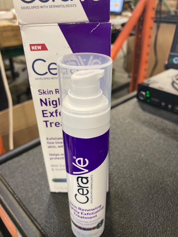 Photo 1 of CeraVe Skin Renewing Nightly Exfoliating Treatment, Anti Aging Serum With 5% Blend Of Glycolic Acid & Lactic Acid, Wrinkles & Dark Spot Corrector For Face, Exfoliating Gel, 1.7 Oz