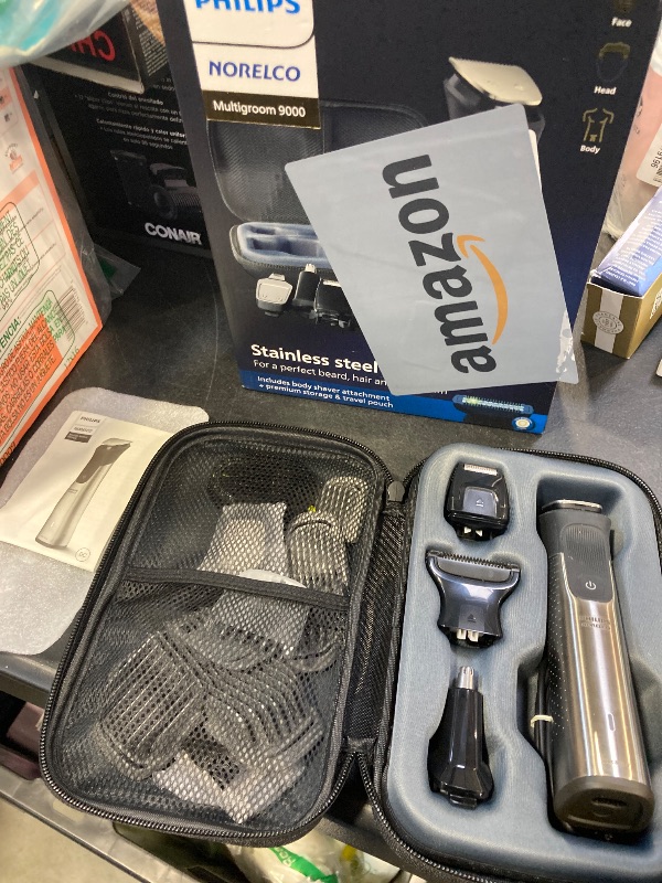 Photo 1 of Philips Norelco Multigroom Series 9000-21 Piece Men's Grooming Kit for Beard, Body, face, Nose, Ear Hair Trimmer w/Premium Storage case, MG9510/60