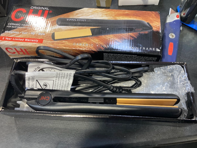 Photo 1 of CHI Original Ceramic Flat Iron, Hair Straightener For A Smooth Finish, Floating Plates, Quick Heat Up, Analog On/Off Switch, 1" Styling Tool, Black