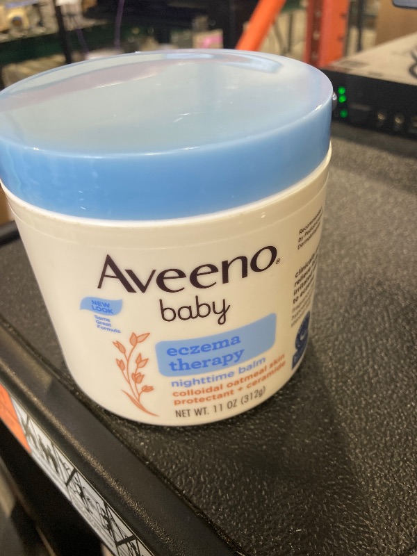 Photo 1 of Aveeno Baby Eczema Therapy Nighttime Moisturizing Body Balm, Nourishing Skin Protectant Soothes & Relieves Dry, Itchy Skin from Eczema, Hypoallergenic, Fragrance- & Steroid-Free, 11 oz
