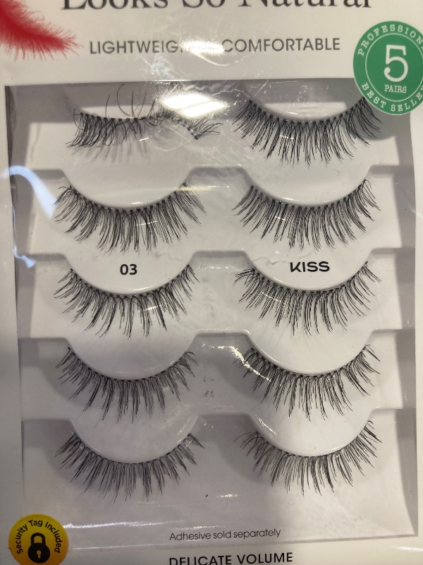Photo 1 of KISS Looks So Natural False Eyelashes Multipack #03, Lightweight & Comfortable, Delicate Volume, Natural-Looking, Tapered End Technology, Reusable, Cruelty-Free, Contact Lens Friendly, 5 Pairs