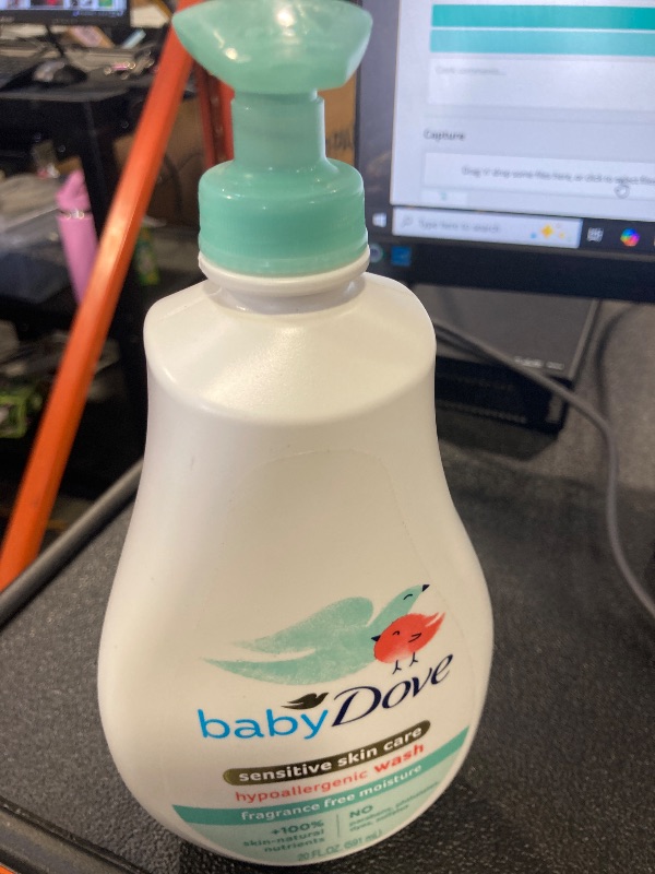 Photo 1 of Baby Dove Sensitive Skin Care Baby Wash For Bath Time, Moisture Fragrance Free and Hypoallergenic, Washes Away Bacteria 20 oz