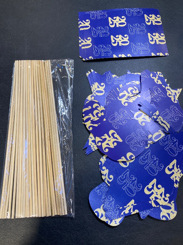 Photo 1 of ORIENTAL CHERRY 2025 Graduation Decorations - 30 Pack Blue and Gold Grad Centerpiece Sticks, Class of 2025 Party Supplies Table Topper Decor for Kindergarten Preschool High School College