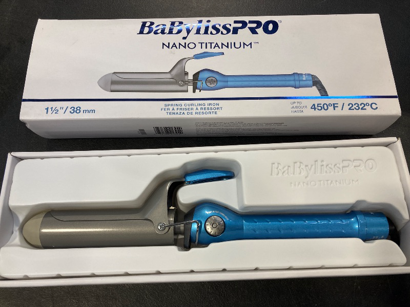 Photo 1 of BaBylissPRO Nano Titanium Spring Curling Iron, 1.5" Professional Spring Hair Curler for Long Lasting Curls & All Hair Types