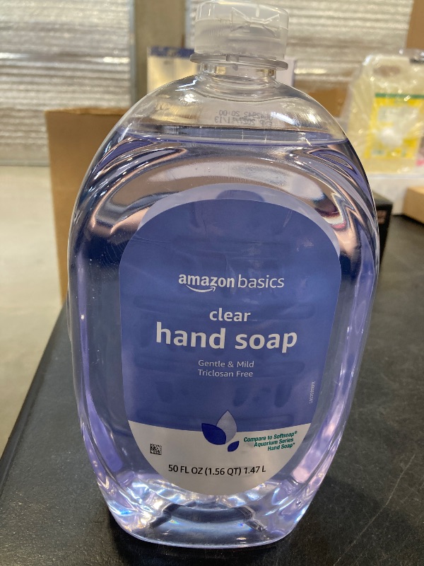 Photo 1 of Amazon Basics Gentle & Mild Clear Liquid Hand Soap Refill, Triclosan-free, 50 Fluid Ounces, 1-Pack (Previously Solimo)
