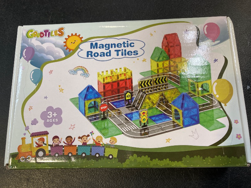 Photo 1 of Magnetic Tiles - Road Set, Magnetic Building Blocks, Preschool Montessori Toys Gift for 3+ Year Old Boys and Girls, Sensory Travel Toys for Kids Aged 3-5 and 4-8, Ideal for Toddler with Autism