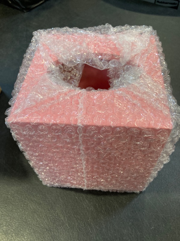 Photo 1 of ALELION Pink Tissue Box Cover Square - Thick Wooden Tissue Box Holder for Night Stands Office Bedroom - Decorative Facial Cube Tissue Holder for Pink Kitchen Bathroom Decor and Accessories