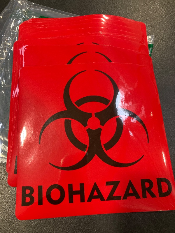 Photo 1 of (12 Pack) Biohazard Stickers Sign, 6x6 Inches Waterproof Biohazard Warning Label?6 Mil Vinyl Self Adhesive Durable Decal Stickers Use for Labs, Hospitals and Industrial