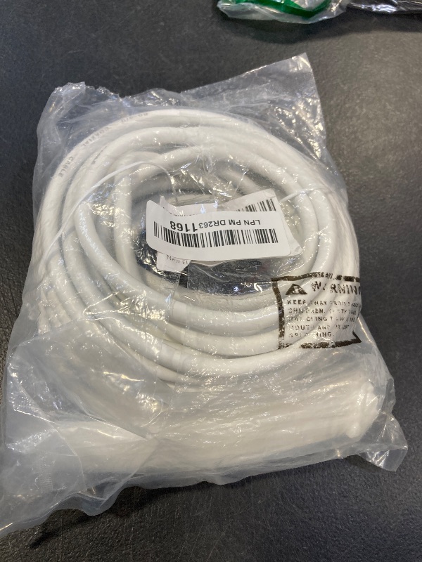 Photo 1 of Elecan 25 Ft RG6 Coaxial Coax Cable Connectors Set, Quad Shielded High-Speed Internet 3 GHZ, Broadband Digital TV Aerial, Soft Satellite Cable Extension Double Rubber O-Ring+ Adapter + Ties + Clips - White