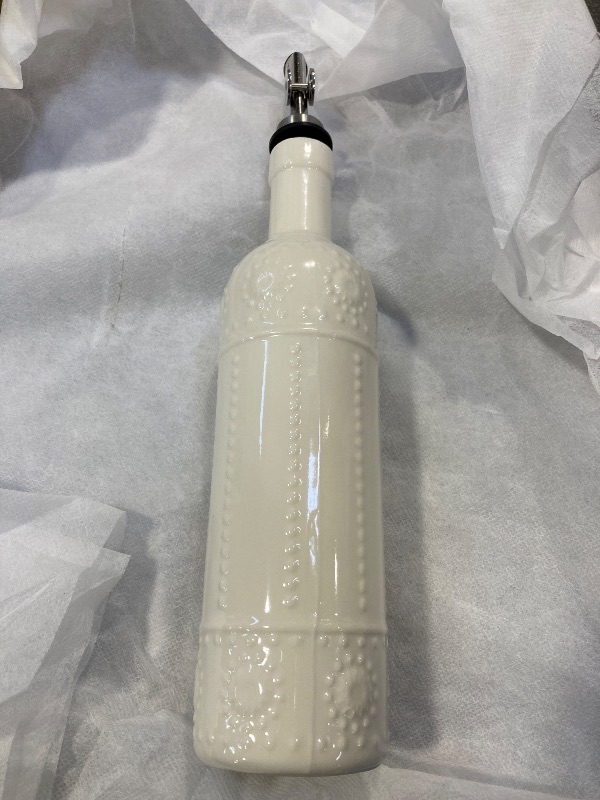 Photo 1 of LYEOBOH Olive Oil Dispenser Bottle with Spout, Oil Dispenser for Kitchen - 17 OZ Ceramic Oil Dispensing Bottles for Kitchen, Cooking Oil Dispenser, Vinegar Dispenser Bottle Pour, White