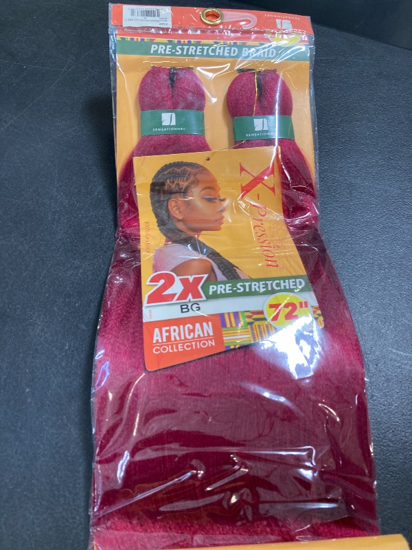 Photo 1 of Sensationnel X-pression prestretched braiding hair - 2x xpression 72 inch all kanekalon flame retardant synthetic braid in hair extensions - 2X 72 Inch (1 pack, BG)