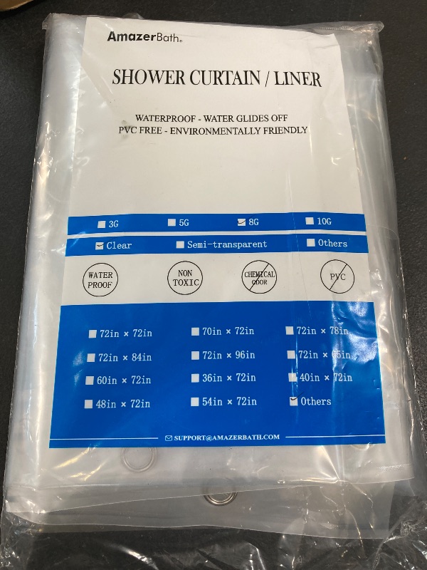 Photo 1 of AmazerBath Stall Shower Curtain 54x78, Clear Plastic, Thick PEVA, Heavy Duty with 2 Weighted Stones and 9 Grommets