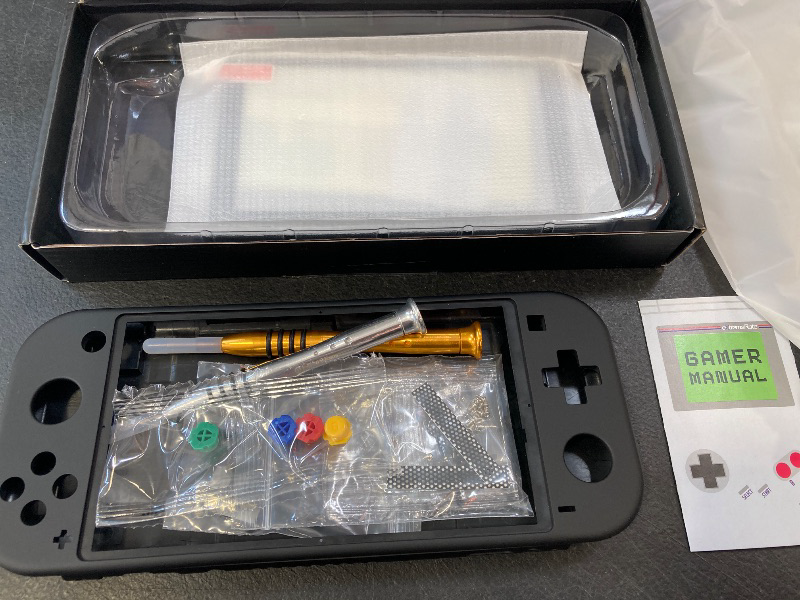 Photo 1 of eXtremeRate Soft Touch Black DIY Replacement Shell for Nintendo Switch Lite, NSL Handheld Controller Housing w/Screen Protector, Custom Case Cover for Nintendo Switch Lite