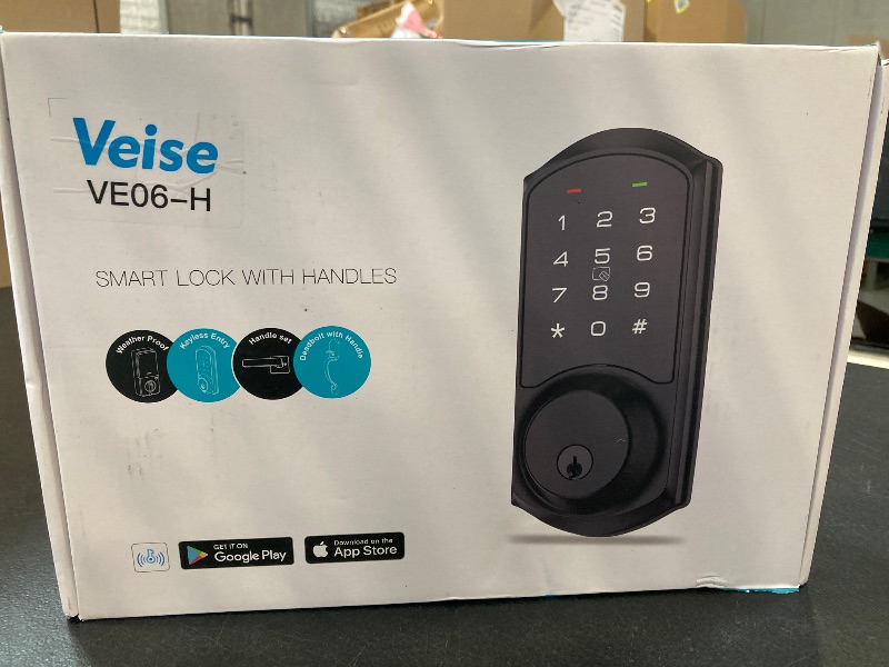 Photo 1 of Veise Smart Front Door Lock Set, App Control, Keyless Entry Deadbolt with Lever Handle, Electronic Digital Touchscreen Keypad, Auto Lock, Easy Install, Satin Nickel
