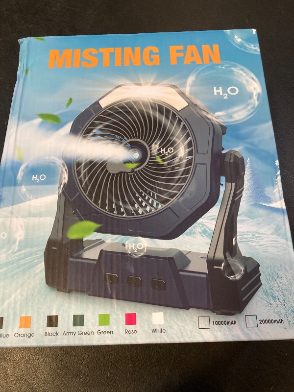 Photo 1 of Ausic Misting Fan Portable, 20000mAh Camping Spray Fan with 250ml Water Tank & Light, 8 Inch Battery Operated Rechargeable Fans, Outdoor Cooling Fans for Patios, Tents, Travel, Beach