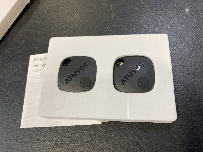 Photo 1 of ATUVOS Air Tags-2 Pack, Bluetooth Luggage Tracker Works with Apple Find My APP (iOS Only, Not for Android), Keys Finder and Item Locator for Luggage, Backpack, Suitcases, Replaceable Battery (Black)
