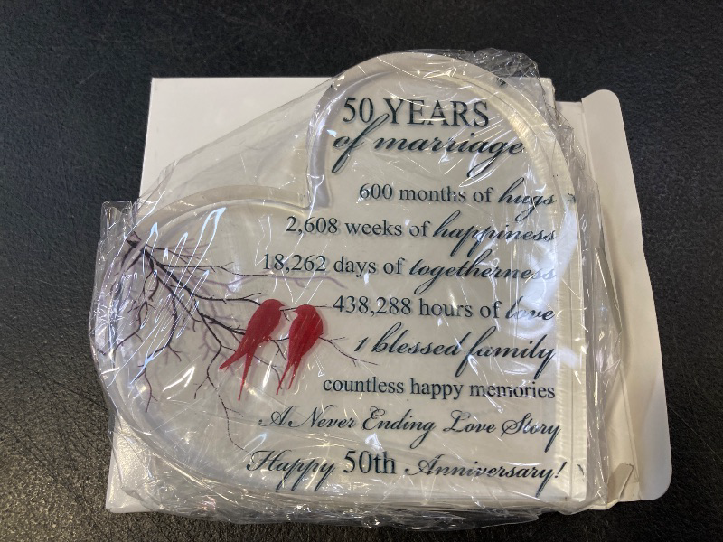 Photo 1 of 50th Years of Marriage Gift Wedding Anniversary Heart Marriage Keepsake Decoration Gift for Couple Parent Women Mom Husband Wife